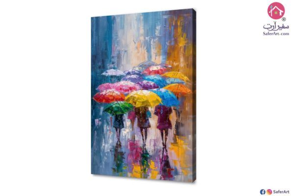 تابلوه حائط - مظلات وأمطار SA14904 تابلوهات مودرن ازرق - تركواز كلاسيك – نيو كلاسيك غرفة الاستقبال