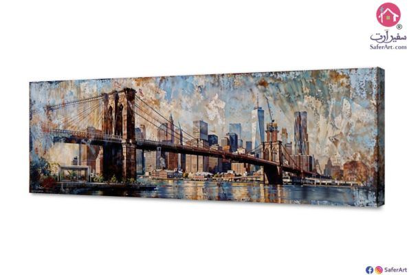 لوحة لجسر مدينة SA16454 تابلوهات مودرن ازرق - تركواز لوحات فنية غرفة الاستقبال