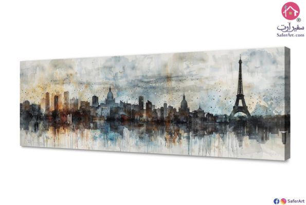 لوحات ناطحات سحاب باريس SA17857 تابلوهات مودرن ازرق - تركواز لوحات فنية غرفة الاستقبال
