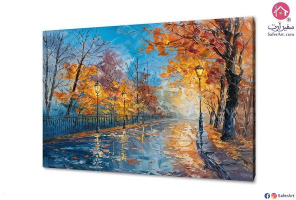 لوحات أشجار الخريف SA18067 تابلوهات مودرن ازرق - تركواز لوحات فنية غرفة الاستقبال