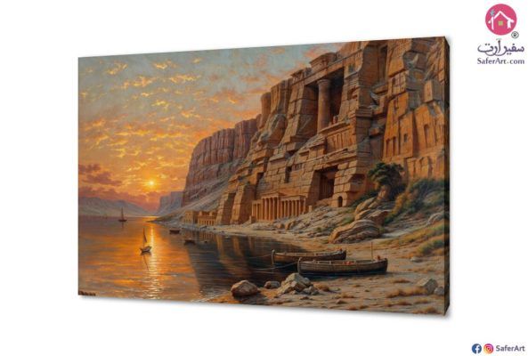 لوحات ديكور - معابد فرعونية SA24821 تابلوهات مودرن برتقالى لوحات فنية غرفة الاستقبال