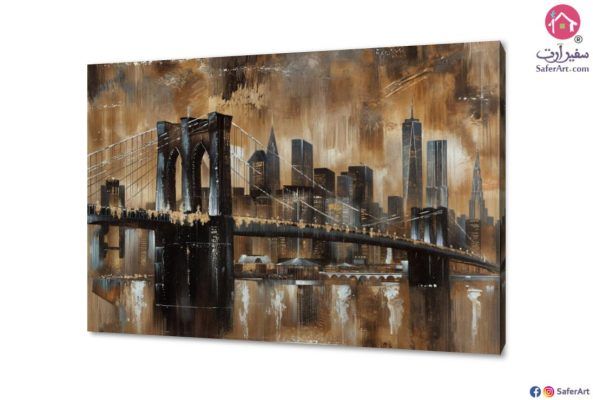 تابلوه - جسر بروكلين SA35617 مبانى و هندسة معمارية اسود لوحات فنية غرفة المعيشة