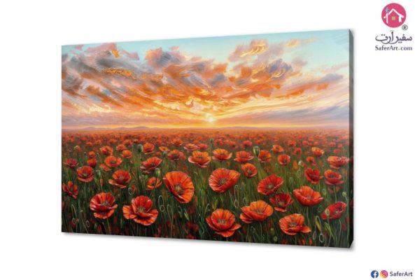 تابلوهات مودرن - زهور حمراء SA37001 تابلوهات مودرن احمر - نبيتى لوحات فنية غرفة الاستقبال