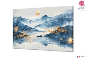 لوحات مودرن جبال وبحار وطيور برسم تجريدي SA44126 جبال - صحراء ازرق - تركواز لوحات فنية غرفة الاستقبال